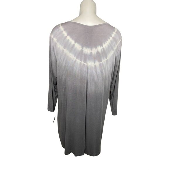 STYLE & CO Gray White Tye Dye‎ Tulip Hem Boho Top Sz XL NEW - Picture 7 of 10